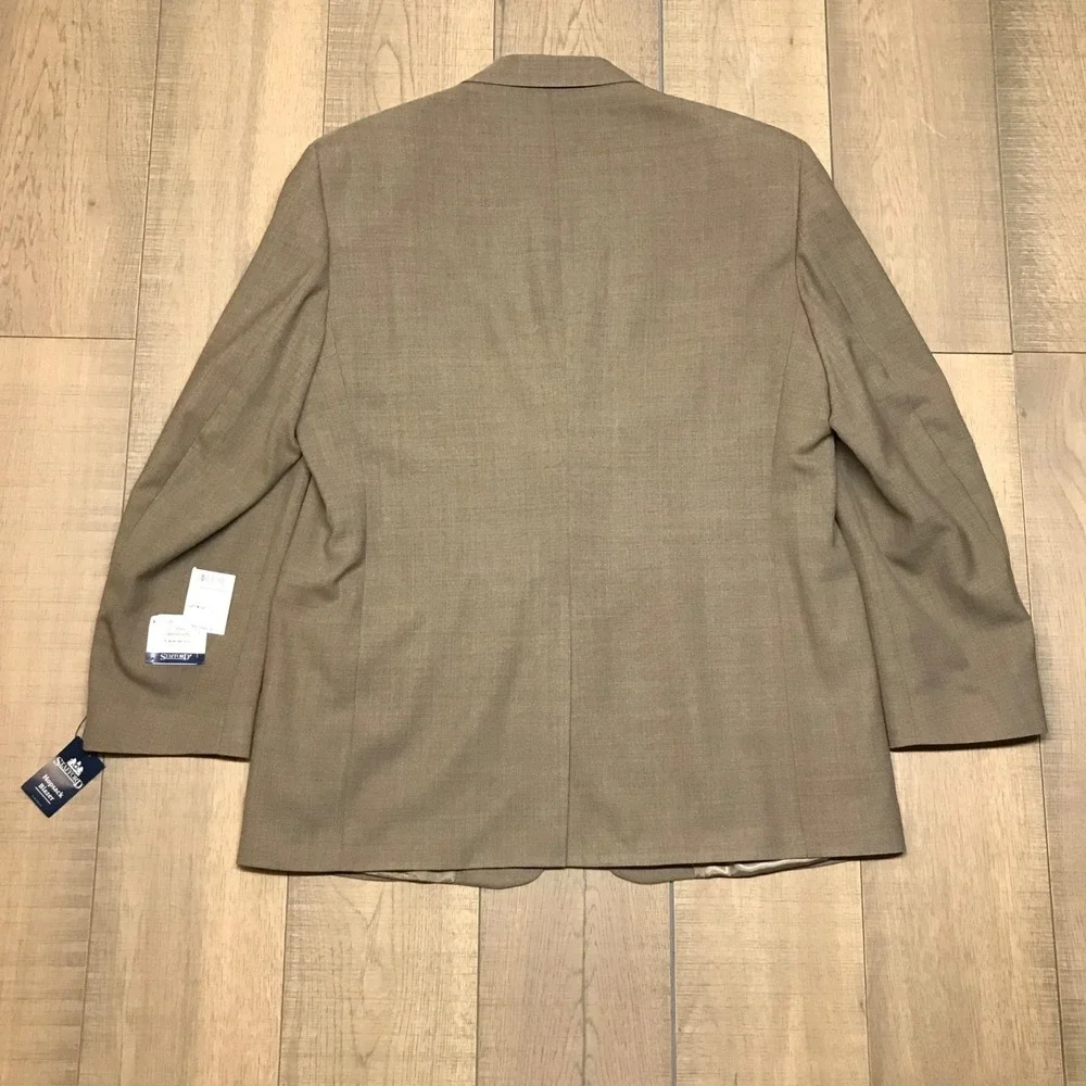 Stafford Hopsack‎ Blazer Mens Size 46L Worsted Wool Blend Brown Sport Coat NEW